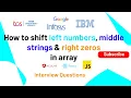 How to shift left numbers middle strings right zeros in array