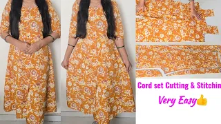 Cord Set Cutting And stitching Full Tutorial | Cord set | | Aline Kurti cutting | Pant cutting