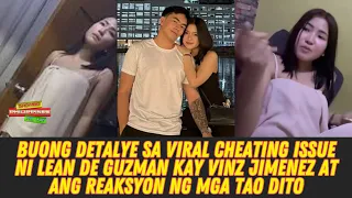 buong detalye sa viral cheating issue ni lean de guzman kay vinz jimenez at reaksyon ng mga tao dito