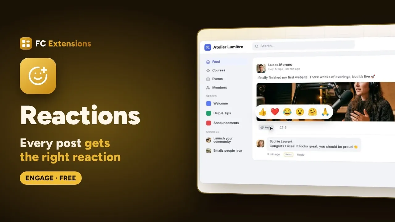 Reactions for FluentCommunity: go beyond the heart on posts and comments