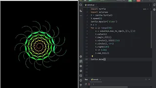 RAINBOW RADIANCE A Vibrant and Mesmerizing Circle Pattern with Python Turtle
