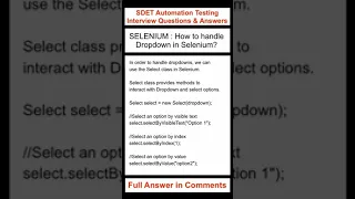 SELENIUM JAVA How to handle dropdowns in Selenium