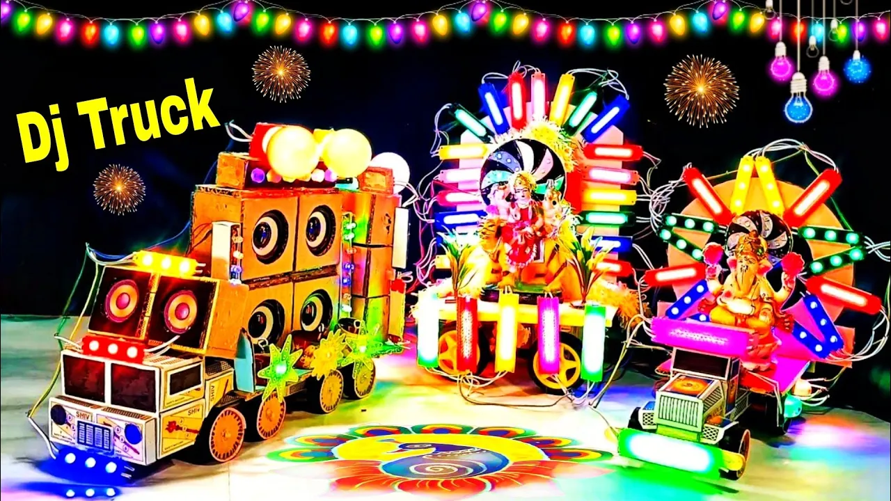 New Big Maiya Gauri Trolley Visarjan Dj Light Radha Navdurga Kaali Ganesh Dj Truck Krishna Puja