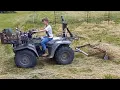 1st run with homemade atv hay rake