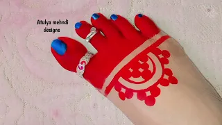 full mehndi forfeet design simpleEasy Mahawar Aaltadesign chathpuja Karwachuth SPECIAL AALTA DESIGNS