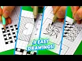 4 easy geometric drawings on graph paper