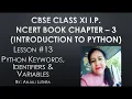 Lesson Python Keywords Identifiers and Variables XI I P