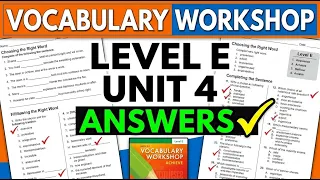 Vocabulary Workshop Level E Unit 4 Answers 2026 Complete Study Guide and Answer Key