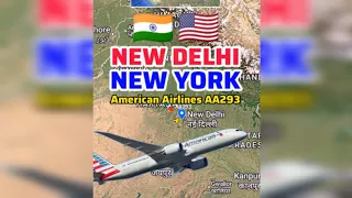 New Delhi to New York Flight Route American Airlines AA293