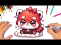 How to Draw a KAWAII RED PANDA BEAR EASY Drawing for KIDS KAWAII
