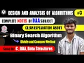 Binary Search Algorithm Divide and Conquer Method Example DAA B tech