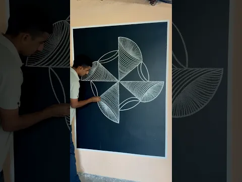 Amazing round line art tutorial || 🎨 #lineart #amazingart #chalkart #ytshorts