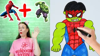 How to Draw Hulk Spider-Man vs Mario vs Nick Wilde vs Rumi vs Dumpling squish