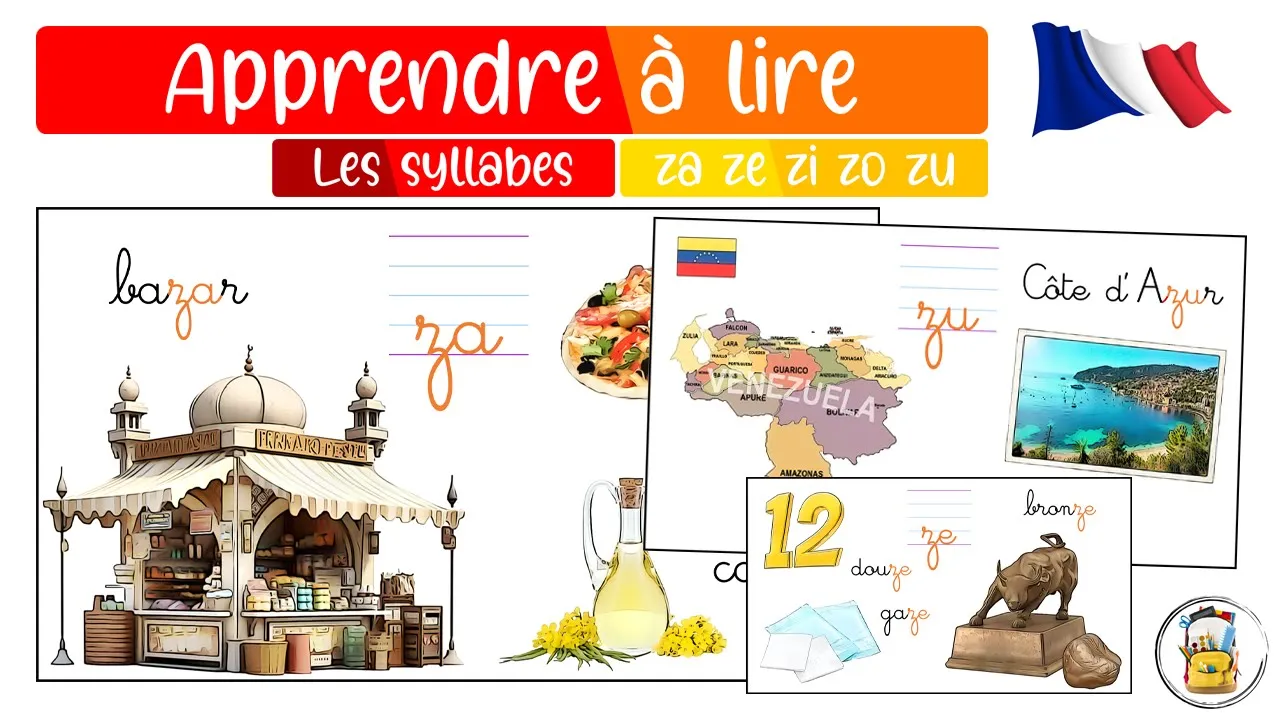 Les Syllabes ZA ZE ZI ZO ZU - Apprendre À Lire En Français - Les Sons Du CP - Vocabulaire En Image