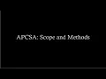 AP Computer Science A Scope and Methods