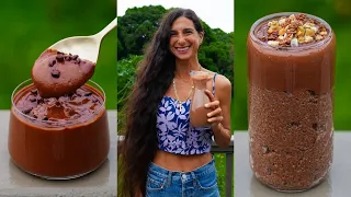 ONE Chocolate Recipe → 3 Decadent Desserts! 🍫✨ Chocolate Mousse, Almond Pecan Milk & Chia Pudding 😋