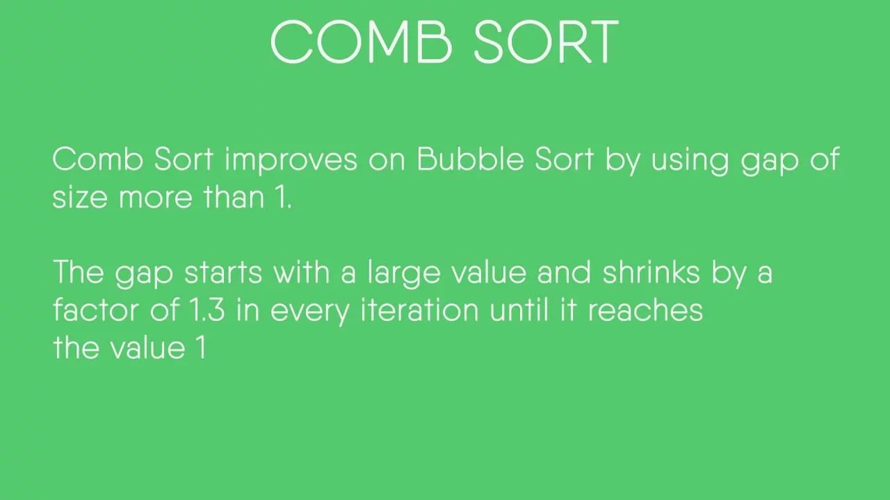 Comb Sort | GeeksforGeeks - YouTube thumbnail