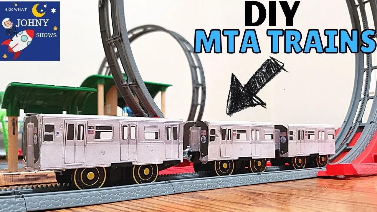 Johny Shows DIY MTA Paper Subway Trains From Rollercoaster Dinosaur Train