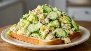 Gurkensalat zum Abendessen für einen flachen Bauch! Ein einfaches und gesundes Gericht!