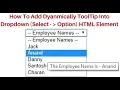 dropdown select option dynamically tooltip using jquery php