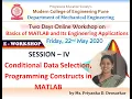 Session IV - Conditional Data Selection Programming Constructs in MATLAB