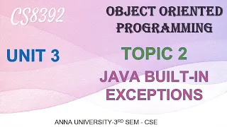 JAVA BUILT-IN EXCEPTIONS