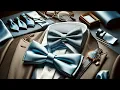 HISDERN Bow Ties for Men Pretied Bowties Classic Formal Business Best Sky Blue Bow Tie