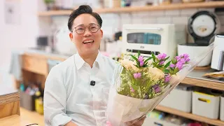 サプライズで花束をもらいました。