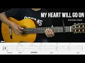 Download Lagu My Heart Will Go On  (Drop D Version) - Fingerstyle Guitar Tutorial + TAB \u0026 Lyrics