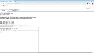 Array-1 biggerTwo Java Tutorial codingbat com