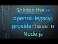 Solving the -openssl-legacy-provider Issue in Node js