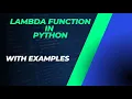 Lambda Function in Python Explained With Examples in two minutes Learn Python