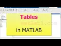 Tables in MATLAB