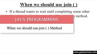 When we should use join Method in Java Programming Hindi