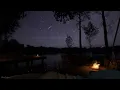 Camping Ambience On A Quiet Night With A Comet Falling | Crackling Fire, Crickets, Water Sounds