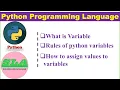 Python language tutorials What is variable Rules of python variable Assign values to variables