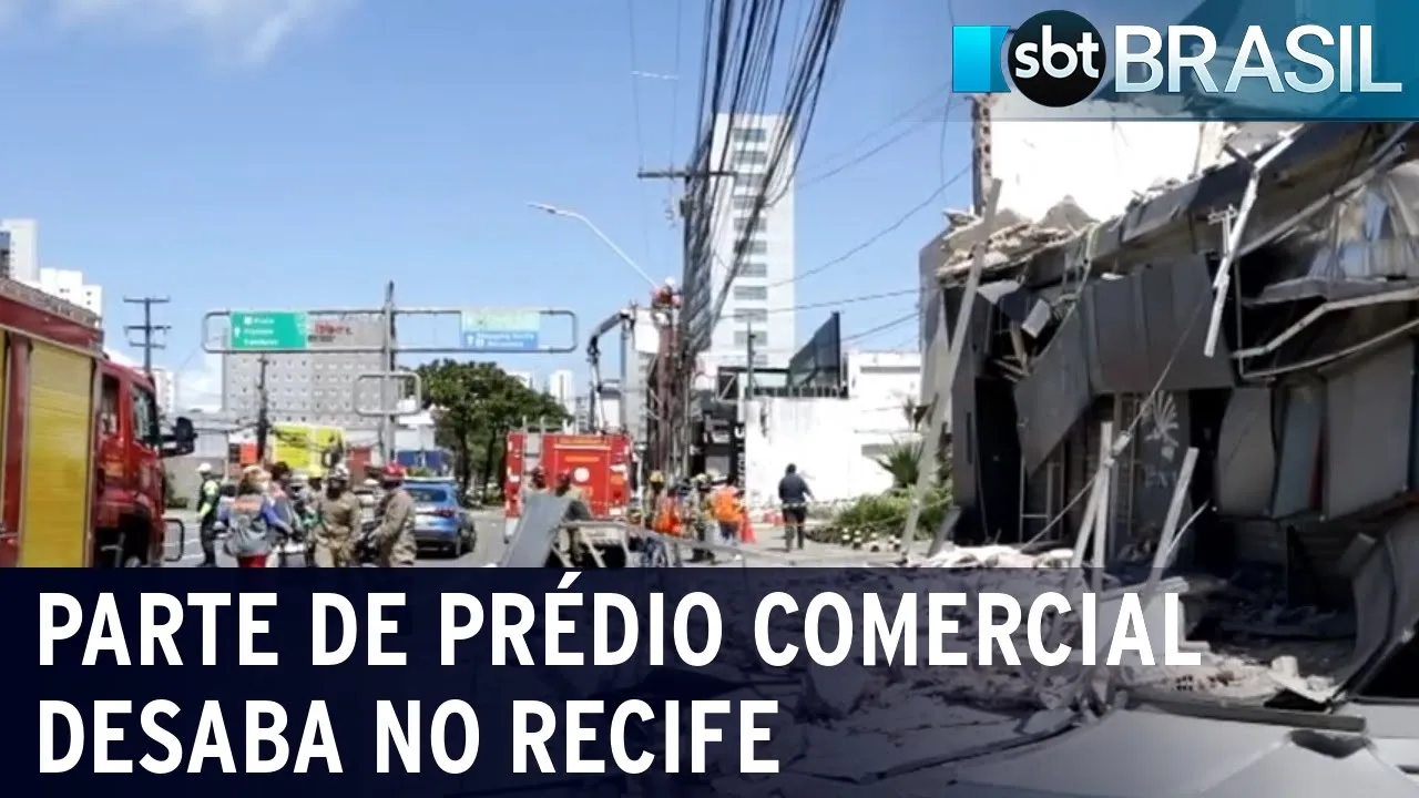 Parte de prédio comercial desaba no Recife | SBT Brasil (10/07/23)