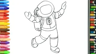 الرسم والتلوين للأطفال كيفية رسم رائد فضاء الرسم للأطفال الأطفال ألوان الفيديو 