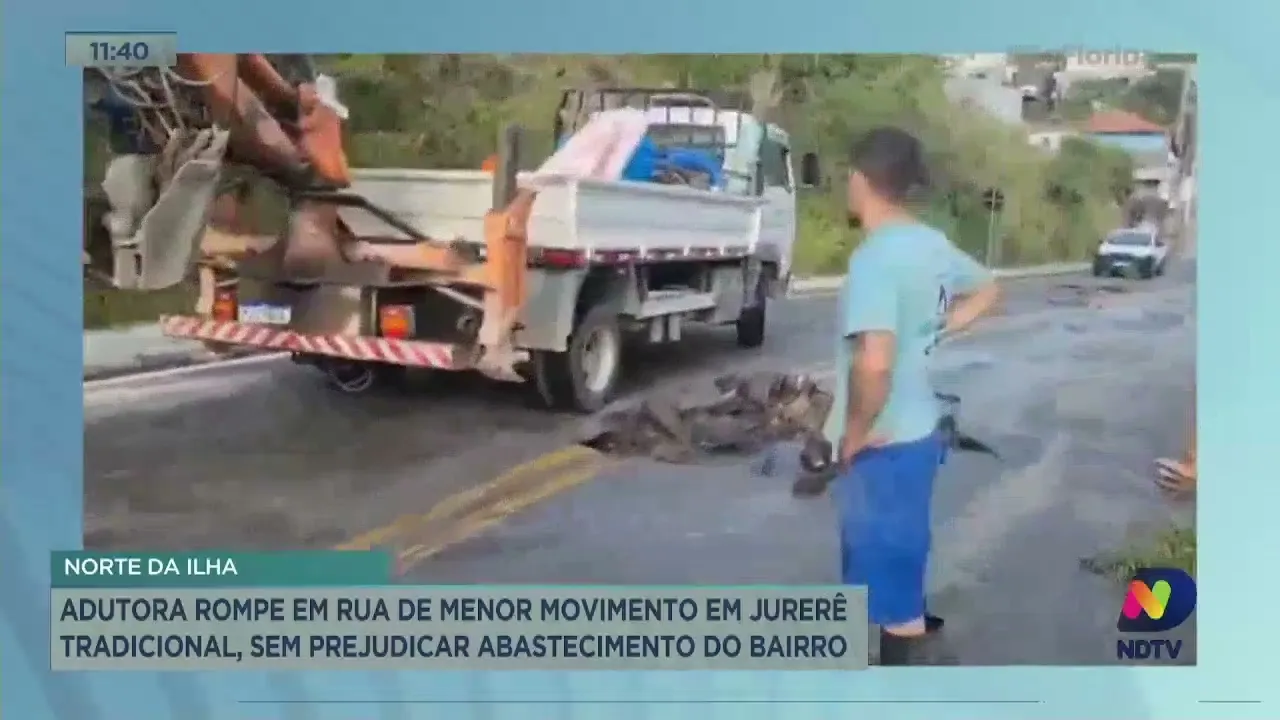 Adutora rompe no bairro Jurerê em Florianópolis