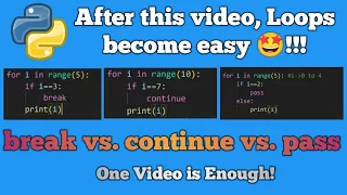 Loop control statements in Python break vs continue vs pass explained in Tamil