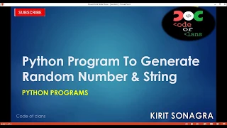Python Programs 6 Python Program To Generate Random Number Generate Random String