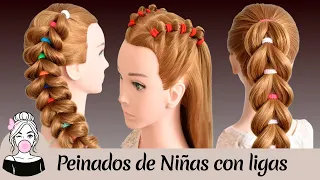 Peinados para niñas con ligas de colores ✨ Trenzas fáciles y creativas paso a paso