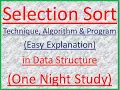 Selection Sort in Data Structure in Hindi Selection Sort Algorithm Program in C