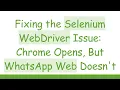 Fixing the Selenium WebDriver Issue Chrome Opens But WhatsApp Web Doesn t