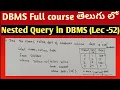 Nested query in DBMS sub query in DBMS DBMS tutorials in Telugu SRT Telugu Lectures