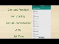 Content Provider for Sharing Contact Information Between Application in Android programming