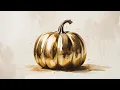 LuxTV Art 2 Hr Minimalist Gold Pumpkin Watercolor Background Screensaver Wallpaper Fall