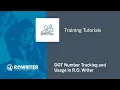 R O Writer Enabling and Using DOT Number Tracking