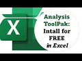 Excel Installing Analysis ToolPak for FREE