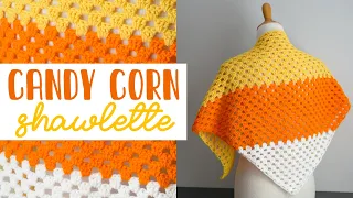 🎃 Candy Corn Crochet Shawl (Perfect Halloween Accessory!)